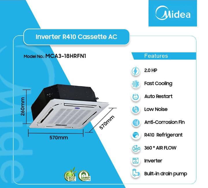 Midea 2.0Hp Inverter R410 Cassette Unit