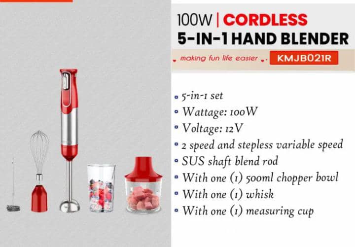 Decakila 100W 5-in-1 Rechargeable Cordless Immersion Hand Blender [KMJB021R]