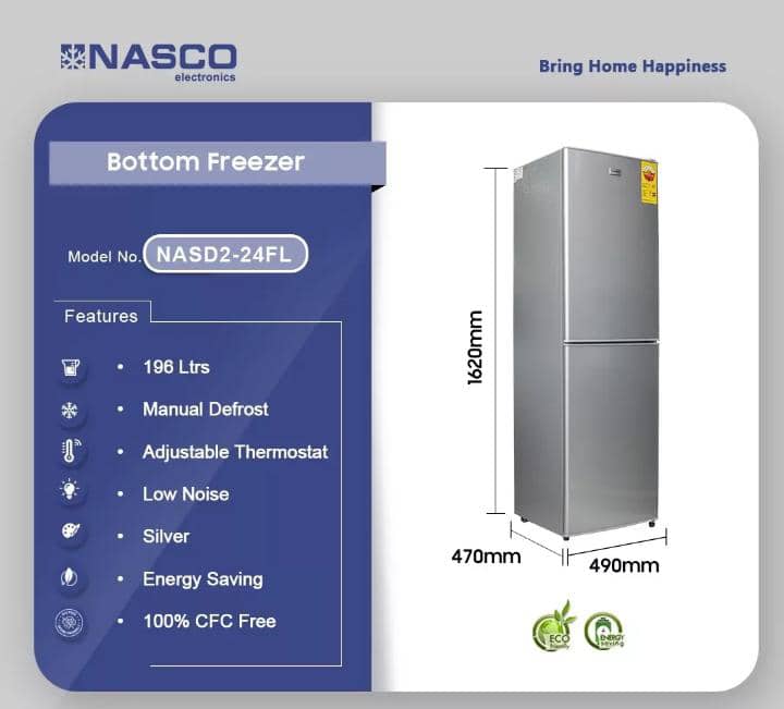 Cool Freshness, Modern Design – Nasco 196L Bottom Freezer