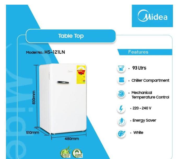 Midea 93Ltrs Table Top Fridge White