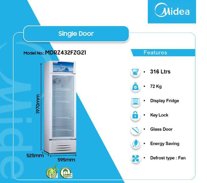 Midea 316Ltrs Single Door Display Fridge