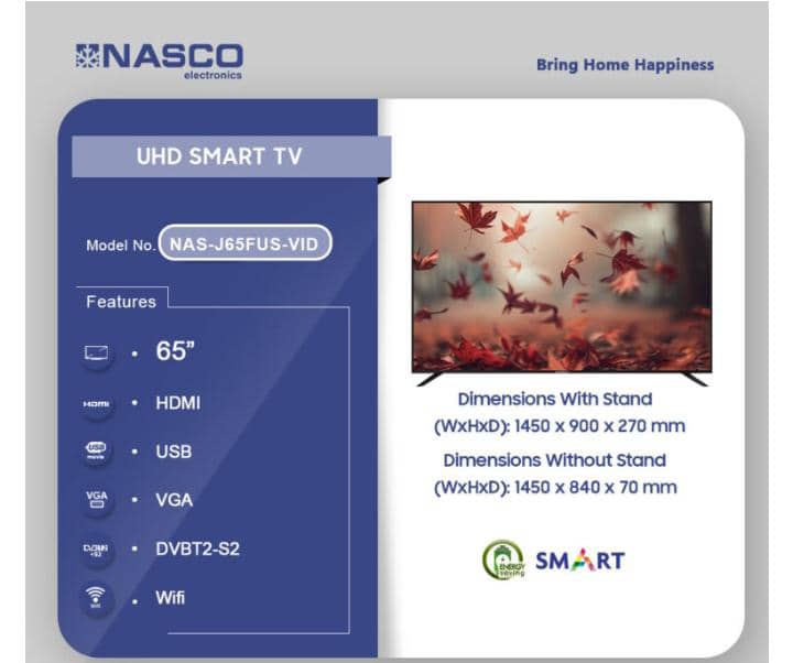 Bigger, Smarter, Sharper! 📺 Nasco 65″ UHD Smart TV