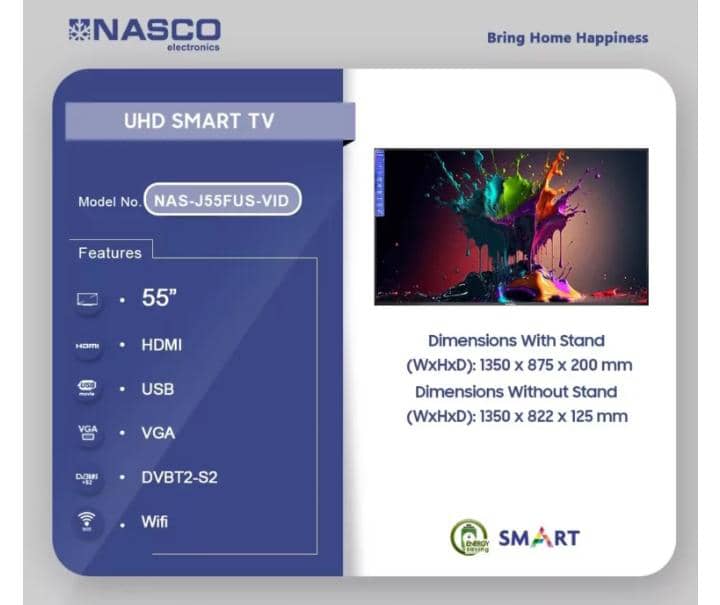 "Bigger & Smarter Viewing – Nasco 55″ UHD Smart TV