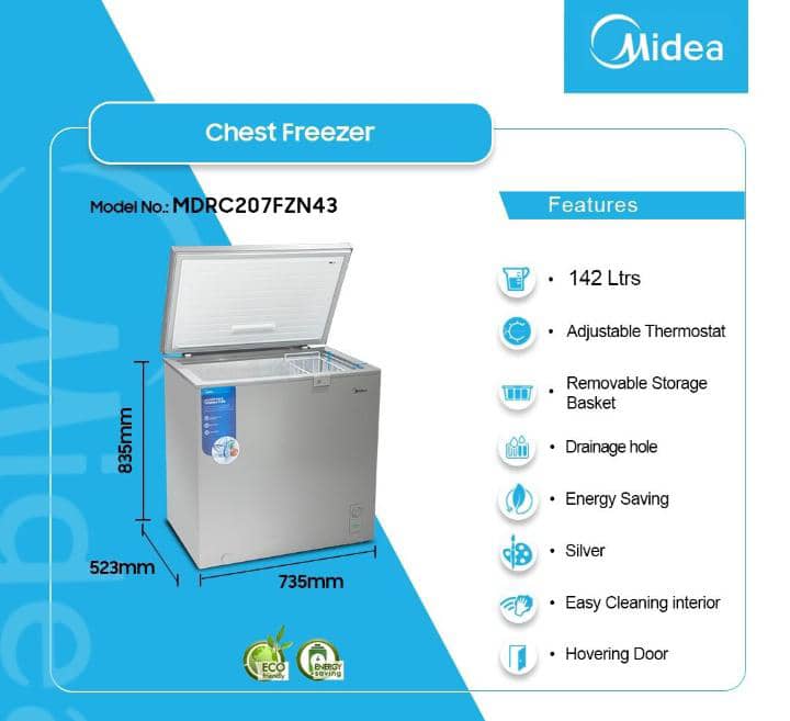 Midea 142L Chest Freezer – Compact, Efficient & Reliable Storage