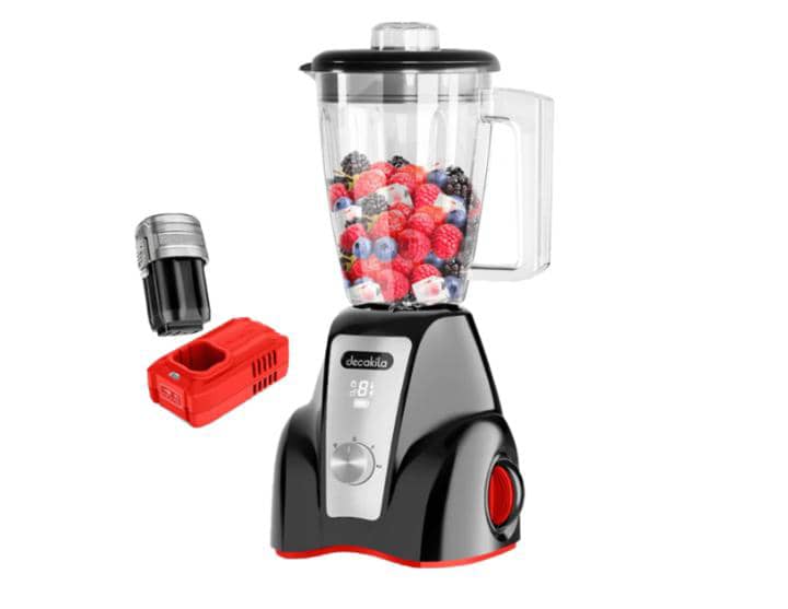 Buy Decakila KEJB051R cordless rechargeable blender – 300W, 1.5L jar, LED display, 2 speeds + pulse, 2000mAh battery