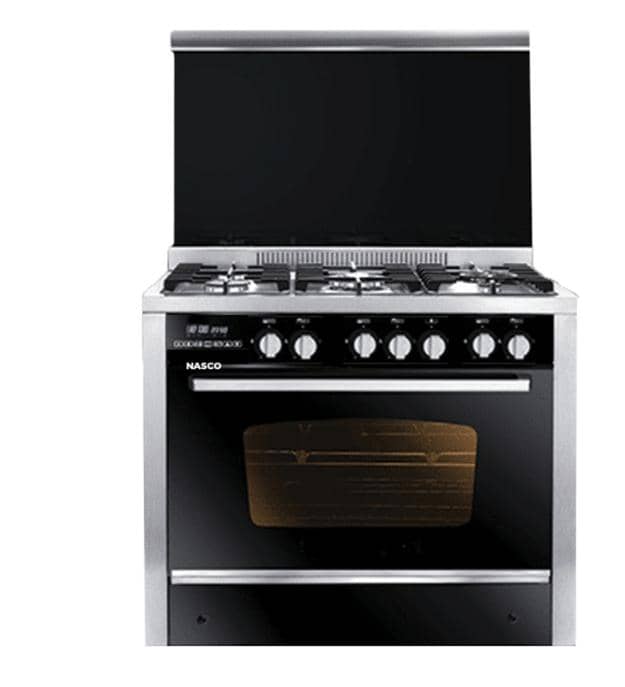 Nasco 90×60 Premium 5 Burner Gas Cooker w/ Oven & Grill – Stainless Steel [PRM6090SS-1GC-511-IDSP