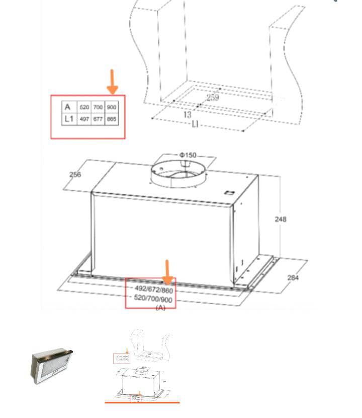 Midea 60cm Built-in Telescopic Cooker Hood| White [60L03]