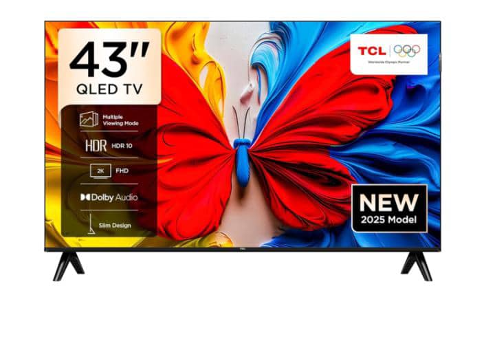 TCL 43″ 2K Full HD Smart QLED Direct LED Android Smart HDR Bezel-less TV (2025)| Immersive Dolby Audio, Bluetooth, Slim Design [43S5K]