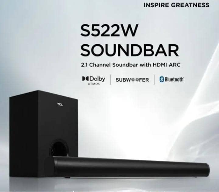 TCL 200W 2.1Ch Alto 5+ Home Theater Soundbar w/ Wireless Subwoofer| Bluetooth 5.1, Specialized Sound Modes, Remote Control, HDMI ARC and USB [S522W