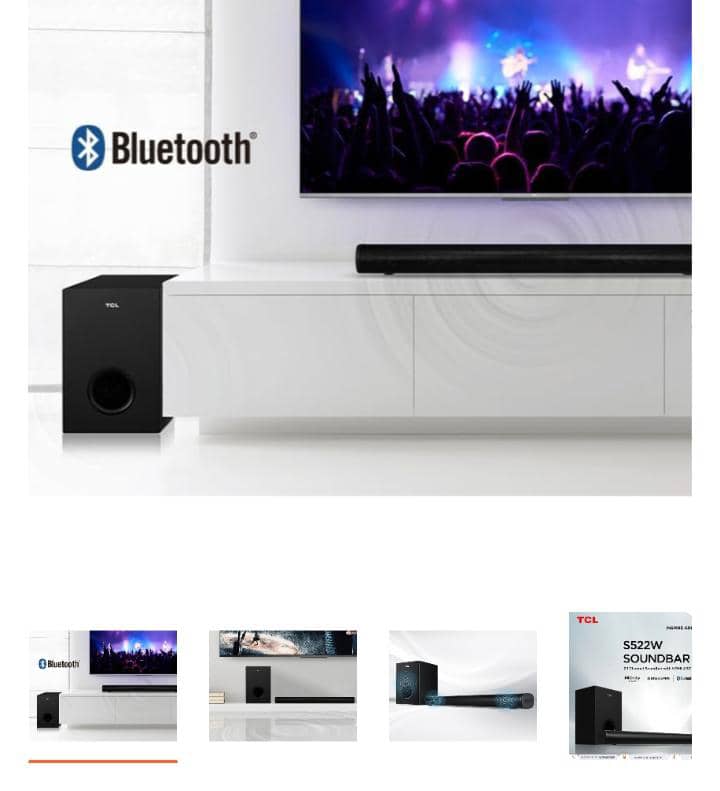 TCL 200W 2.1Ch Alto 5+ Home Theater Soundbar w/ Wireless Subwoofer| Bluetooth 5.1, Specialized Sound Modes, Remote Control, HDMI ARC and USB [S522W