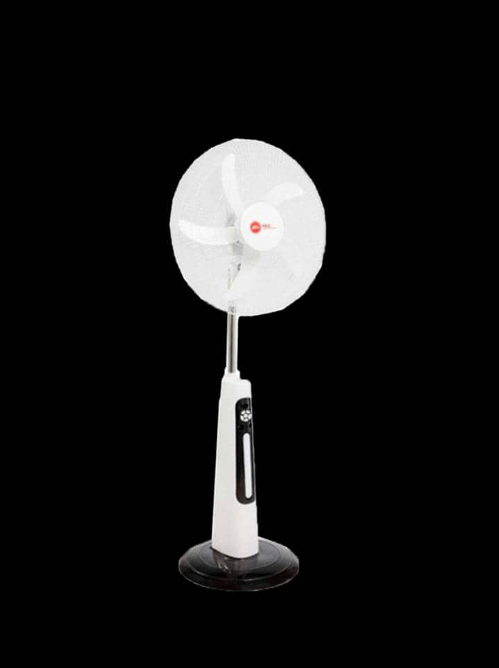 H&A 18” Rechargeable Stand Fan w/ Remote Control| 9-Speed Control, LED Night Light, Over-discharge & Over-charge Protection, USB for Mobile Charging, Powered by AC Electricity, DC Battery [300A-18]